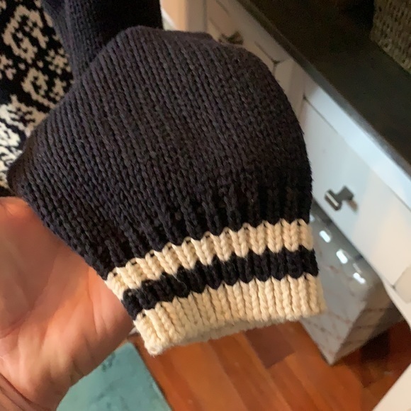 Boogie Black/Cream Bomull Cotton Patterned Thick 1/4 Zip Sweater Size Large - Picture 4 of 10